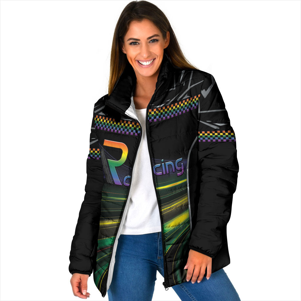 Custom Racing Pride Padded Jacket Racing Rainbow Cyberpunk Style