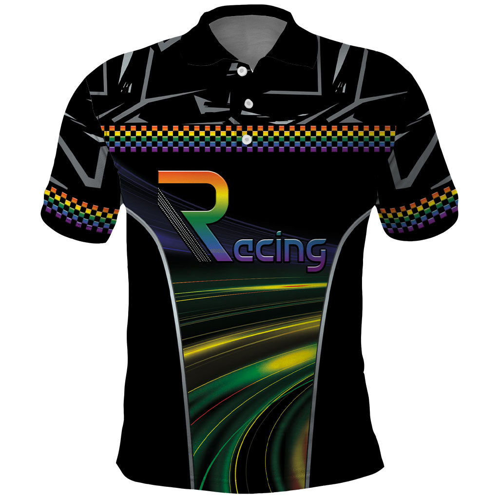 Custom Racing Pride Polo Shirt Racing Rainbow Cyberpunk Style