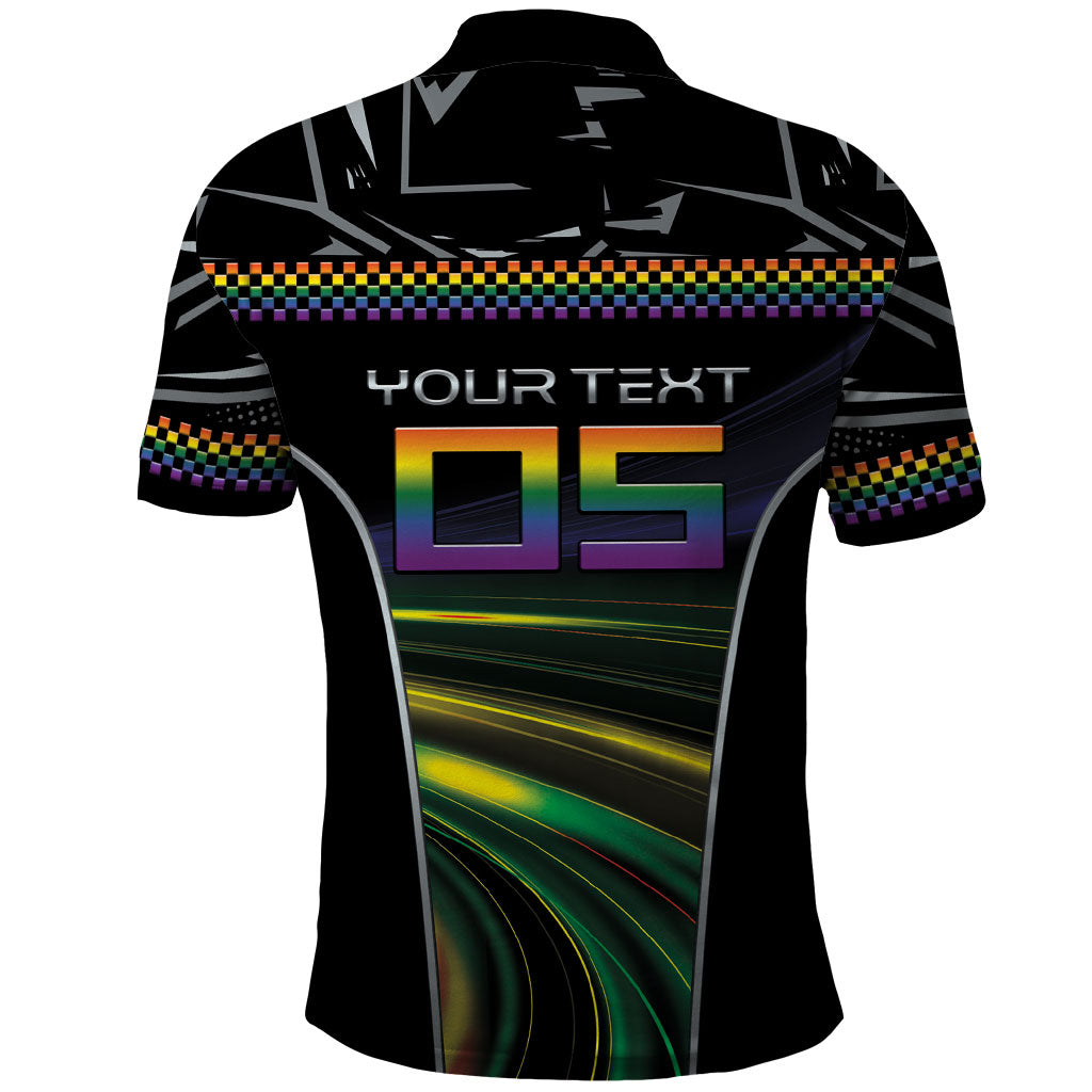 Custom Racing Pride Polo Shirt Racing Rainbow Cyberpunk Style