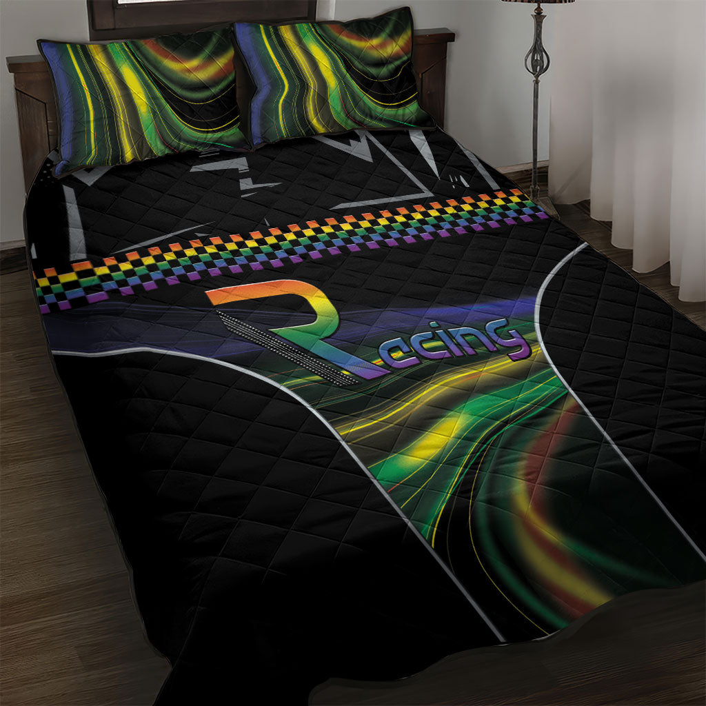 Racing Pride Quilt Bed Set Racing Rainbow Cyberpunk Style