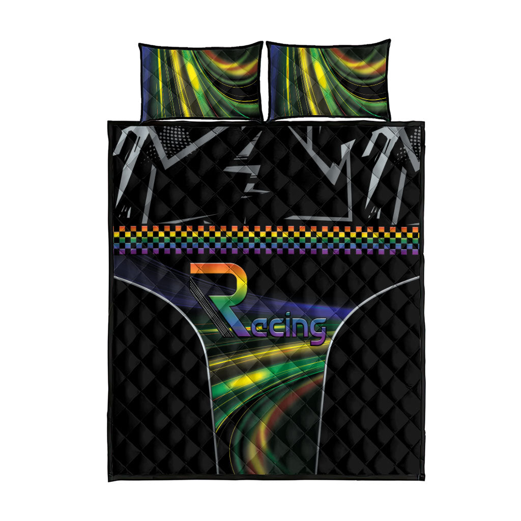 Racing Pride Quilt Bed Set Racing Rainbow Cyberpunk Style