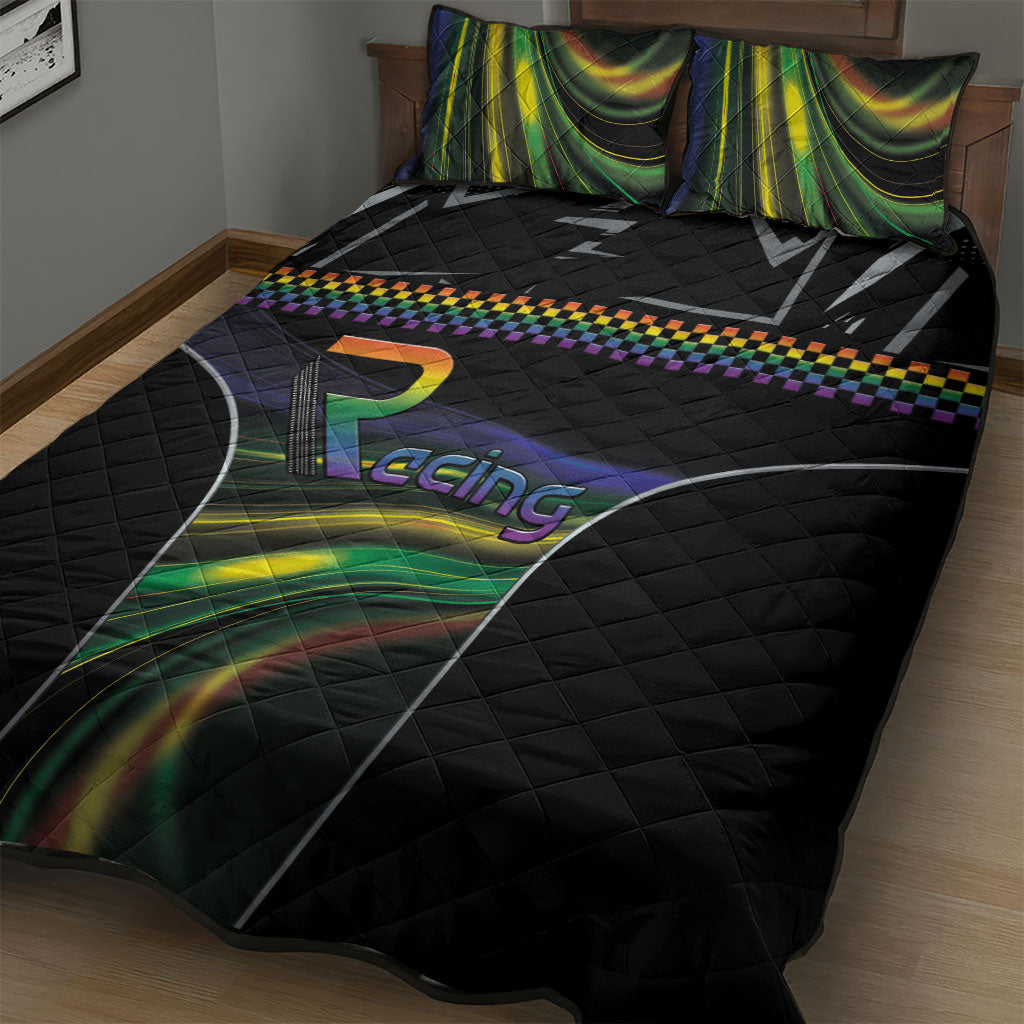 Racing Pride Quilt Bed Set Racing Rainbow Cyberpunk Style
