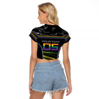 Custom Racing Pride Raglan Cropped T Shirt Racing Rainbow Cyberpunk Style