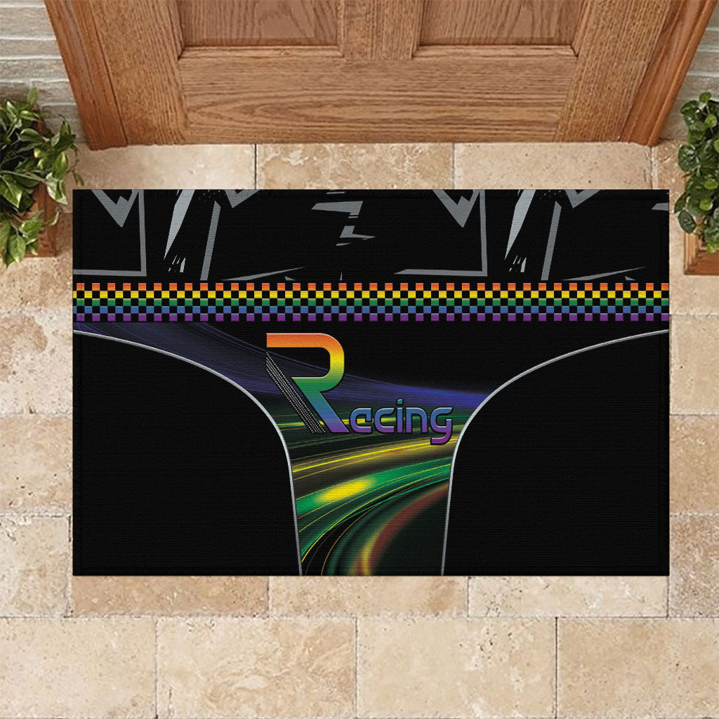 Racing Pride Rubber Doormat Racing Rainbow Cyberpunk Style
