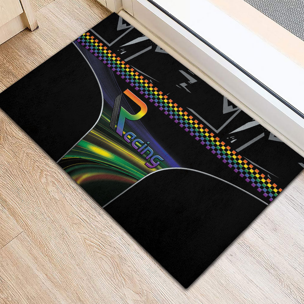 Racing Pride Rubber Doormat Racing Rainbow Cyberpunk Style