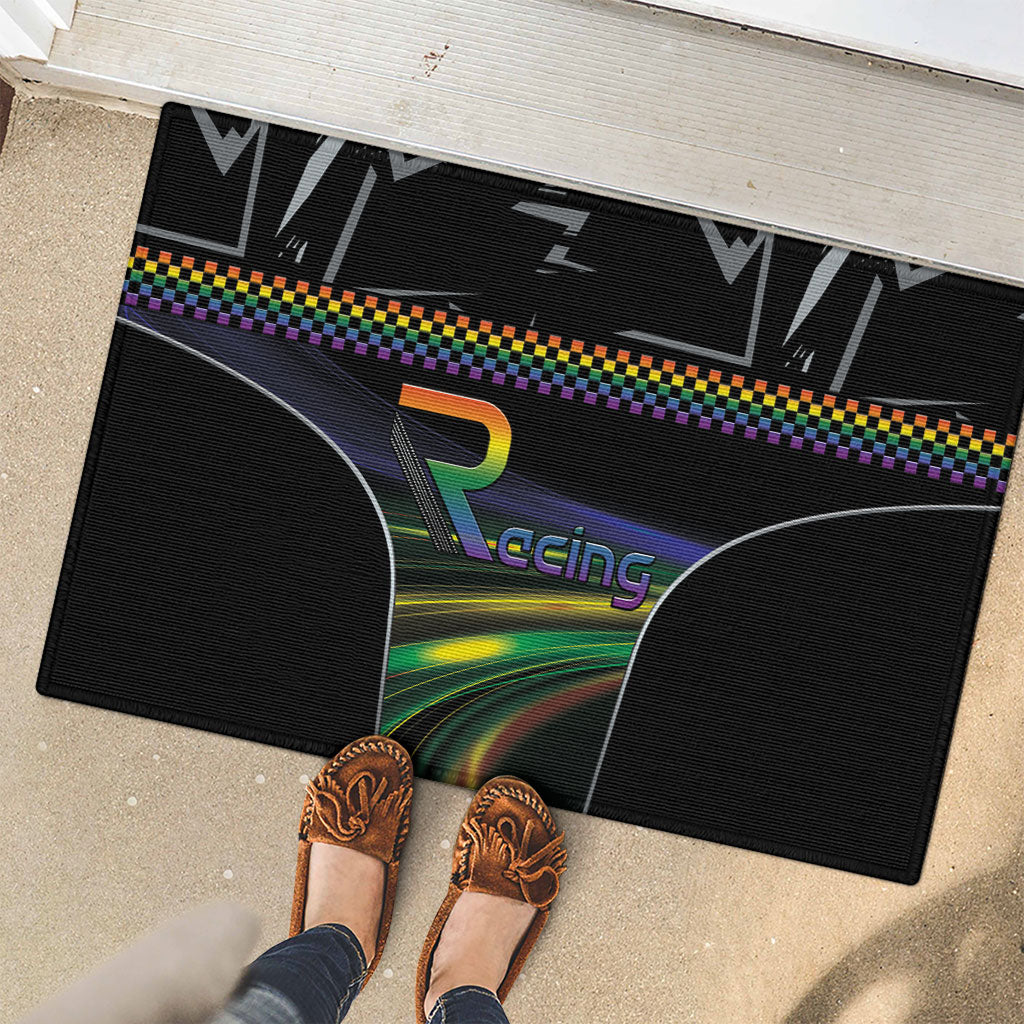 Racing Pride Rubber Doormat Racing Rainbow Cyberpunk Style