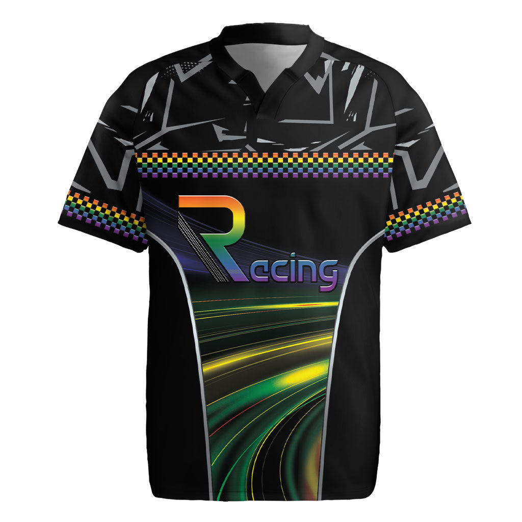 Custom Racing Pride Rugby Jersey Racing Rainbow Cyberpunk Style