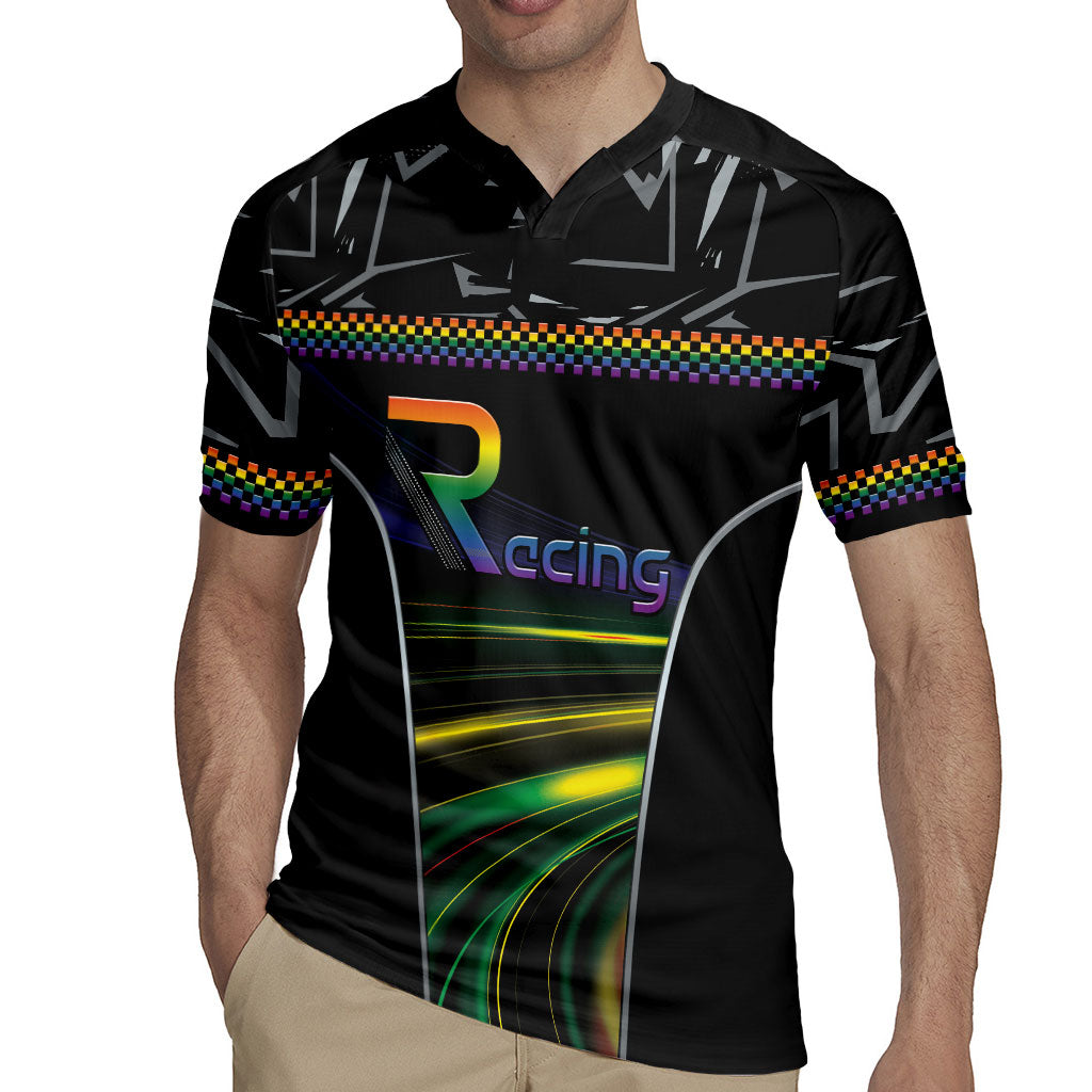 Custom Racing Pride Rugby Jersey Racing Rainbow Cyberpunk Style