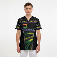 Custom Racing Pride Scrub Top Racing Rainbow Cyberpunk Style