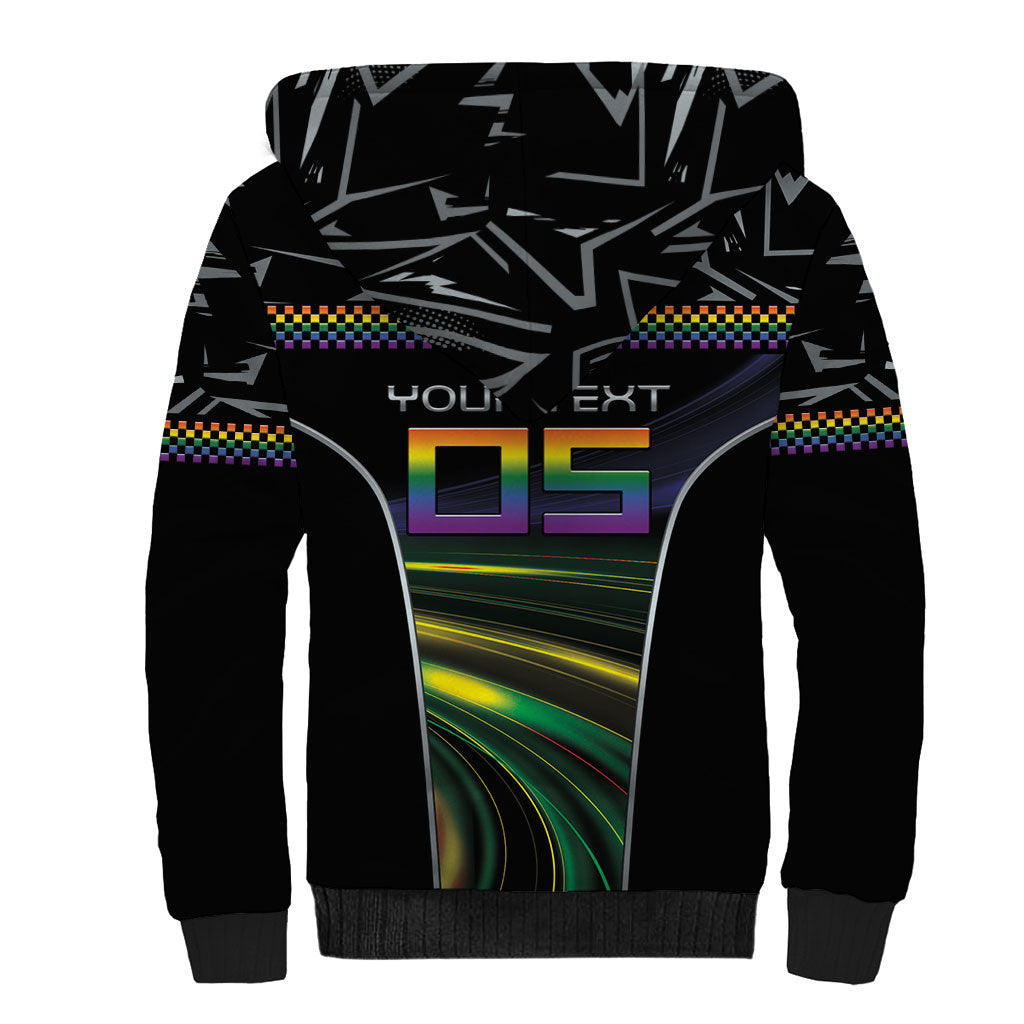 Custom Racing Pride Sherpa Hoodie Racing Rainbow Cyberpunk Style