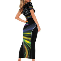 Custom Racing Pride Short Sleeve Bodycon Dress Racing Rainbow Cyberpunk Style