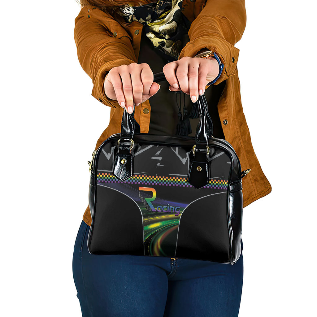 Racing Pride Shoulder Handbag Racing Rainbow Cyberpunk Style