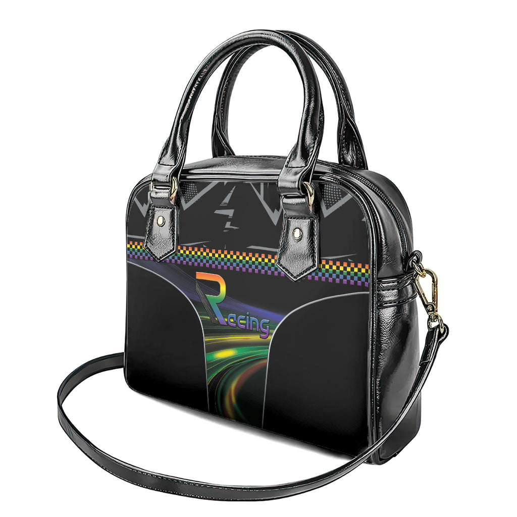 Racing Pride Shoulder Handbag Racing Rainbow Cyberpunk Style