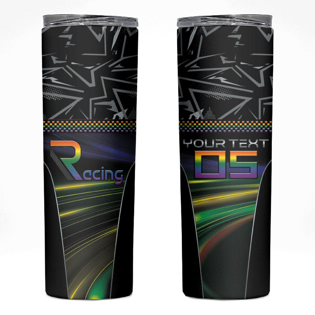 Custom Racing Pride Skinny Tumbler Racing Rainbow Cyberpunk Style