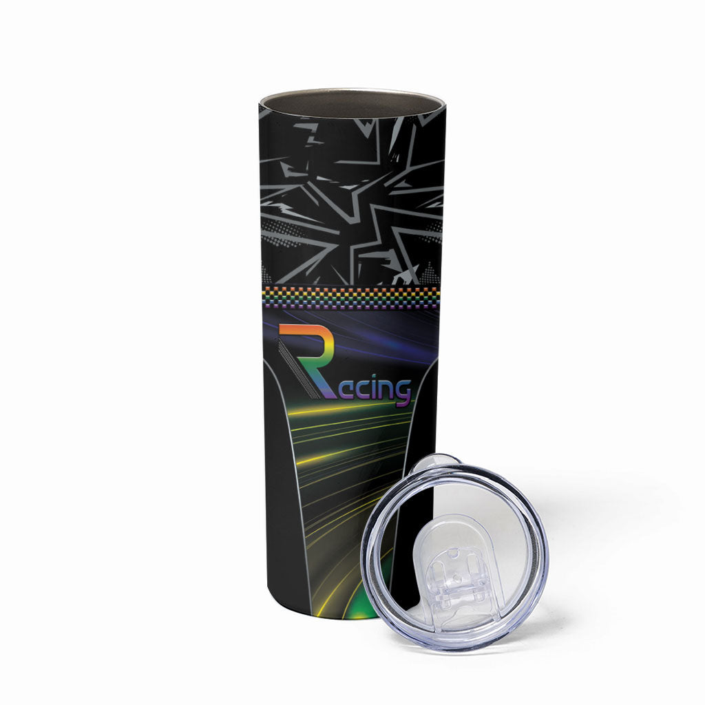 Custom Racing Pride Skinny Tumbler Racing Rainbow Cyberpunk Style