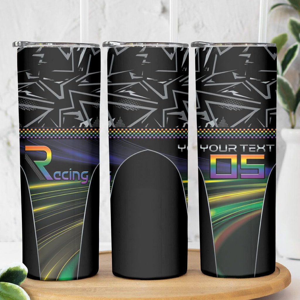 Custom Racing Pride Skinny Tumbler Racing Rainbow Cyberpunk Style
