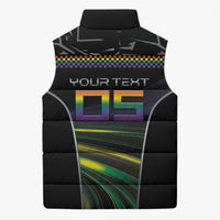 Custom Racing Pride Sleeveless Puffer Jacket Racing Rainbow Cyberpunk Style