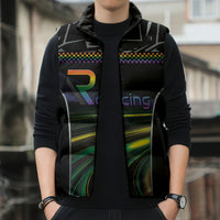 Custom Racing Pride Sleeveless Puffer Jacket Racing Rainbow Cyberpunk Style