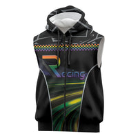 Custom Racing Pride Sleeveless Zip Hoodie Racing Rainbow Cyberpunk Style