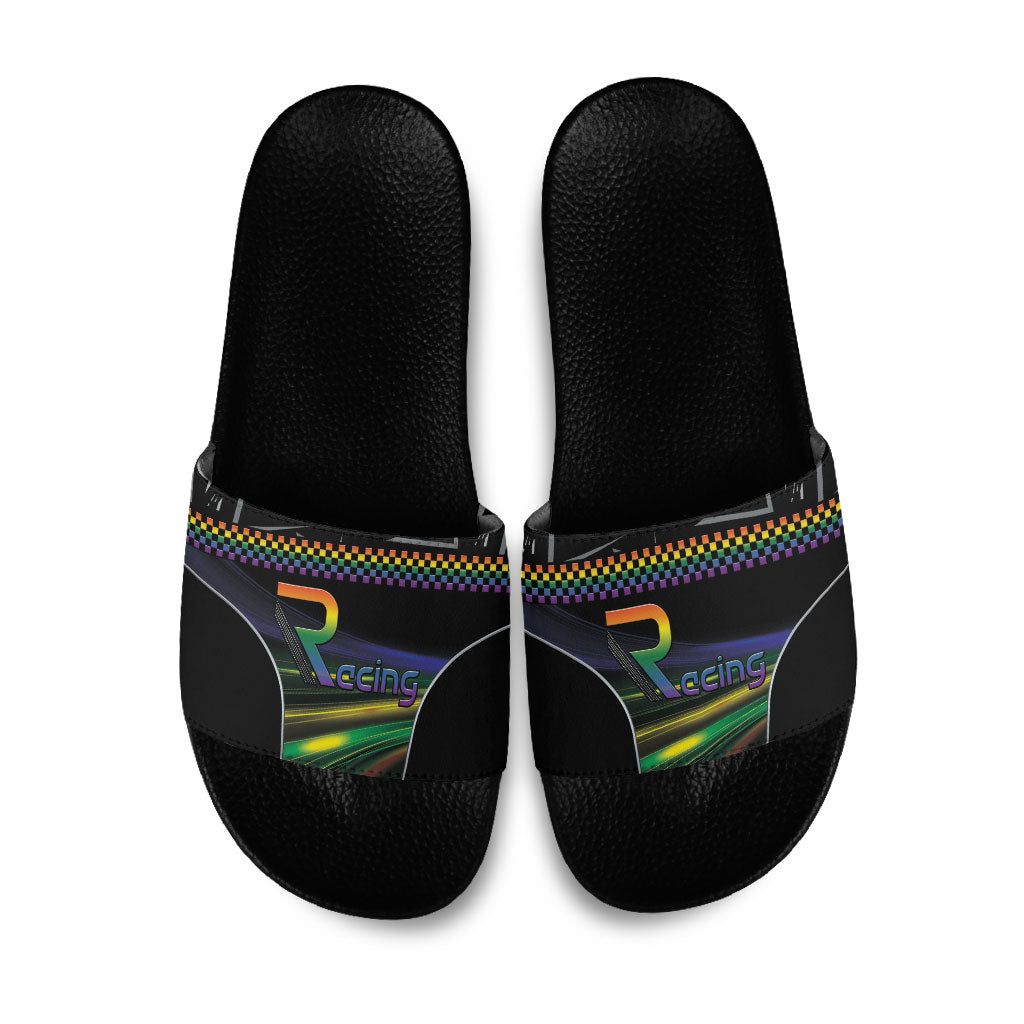 Racing Pride Slide Sandals Racing Rainbow Cyberpunk Style