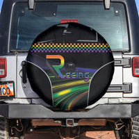 Racing Pride Spare Tire Cover Racing Rainbow Cyberpunk Style