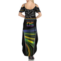 Custom Racing Pride Summer Maxi Dress Racing Rainbow Cyberpunk Style