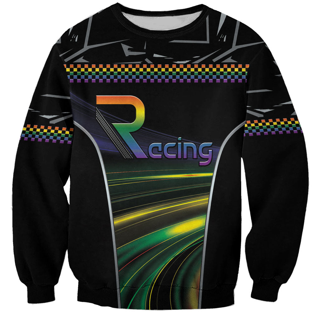 Custom Racing Pride Sweatshirt Racing Rainbow Cyberpunk Style