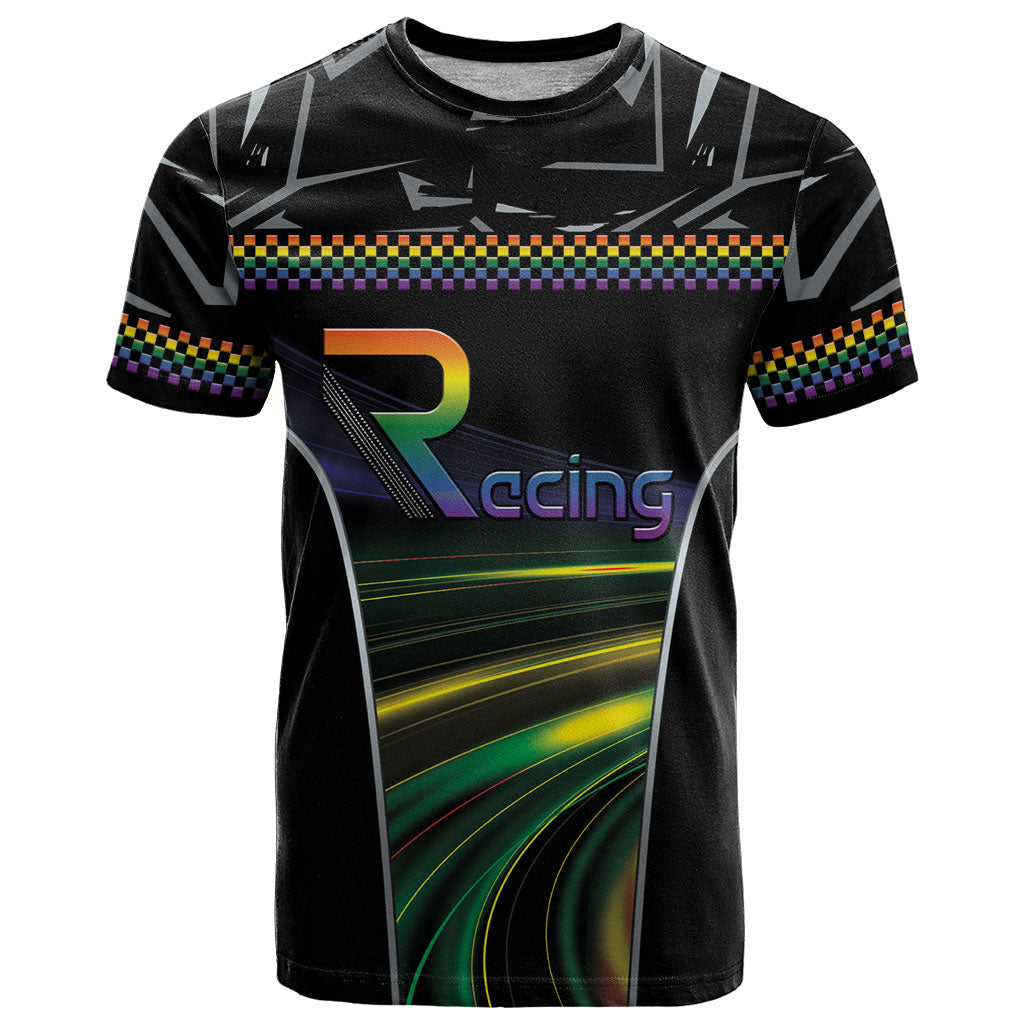 Custom Racing Pride T Shirt Racing Rainbow Cyberpunk Style