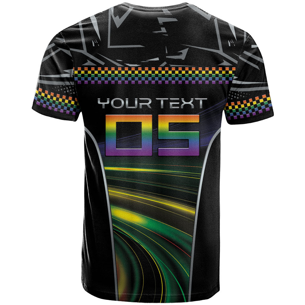 Custom Racing Pride T Shirt Racing Rainbow Cyberpunk Style