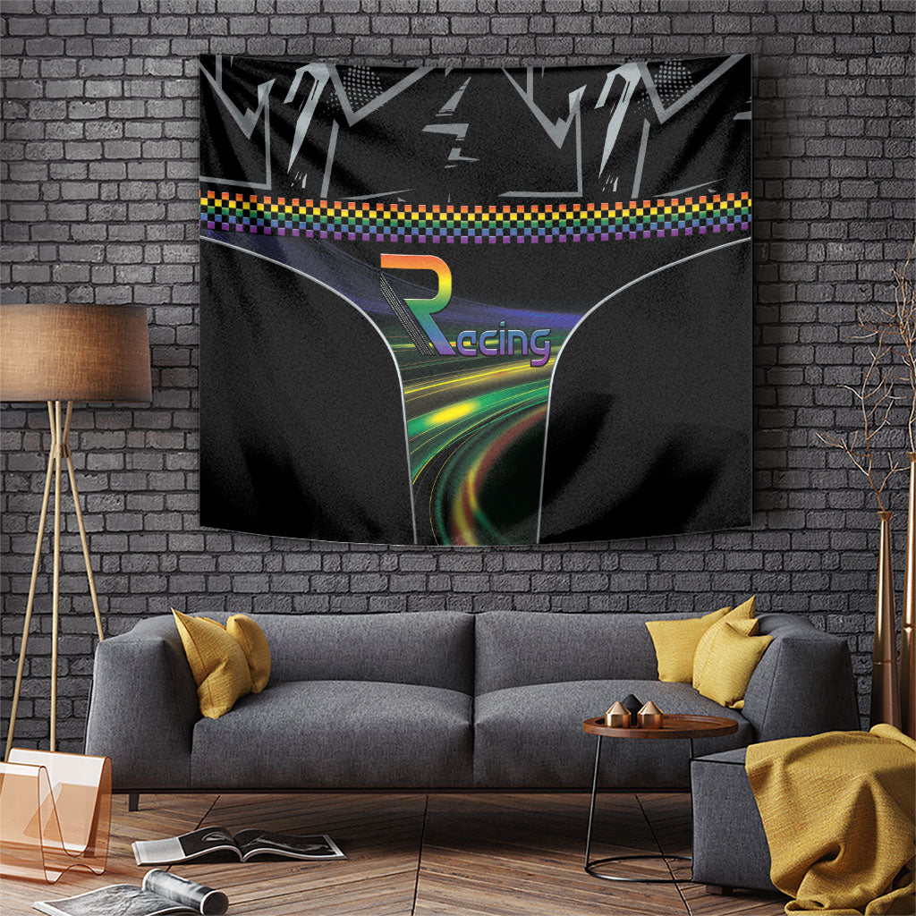 Racing Pride Tapestry Racing Rainbow Cyberpunk Style