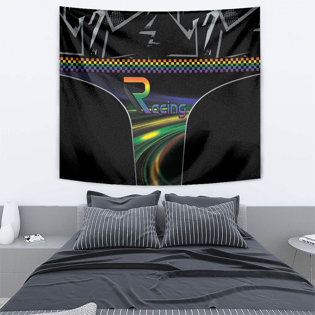 Racing Pride Tapestry Racing Rainbow Cyberpunk Style