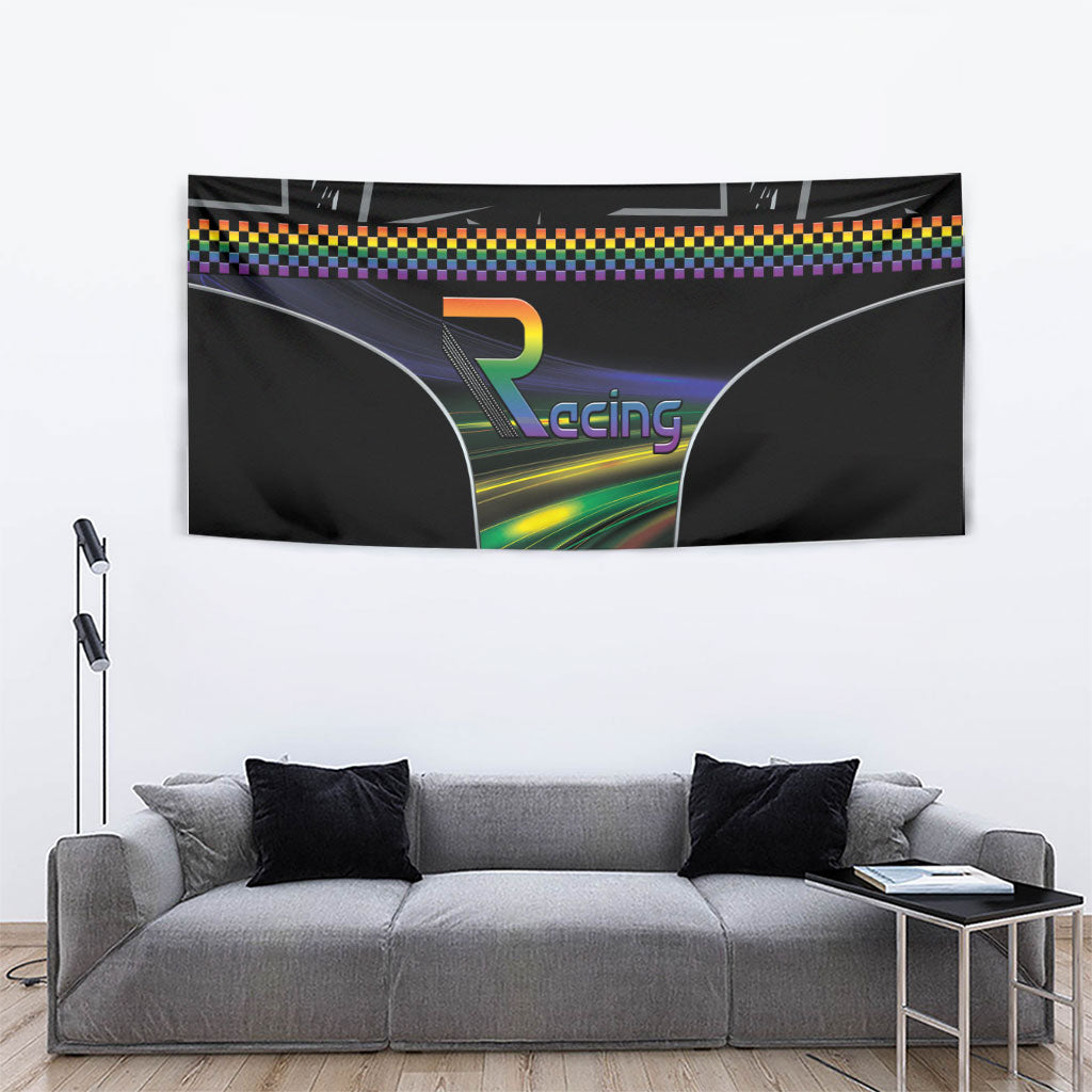 Racing Pride Tapestry Racing Rainbow Cyberpunk Style
