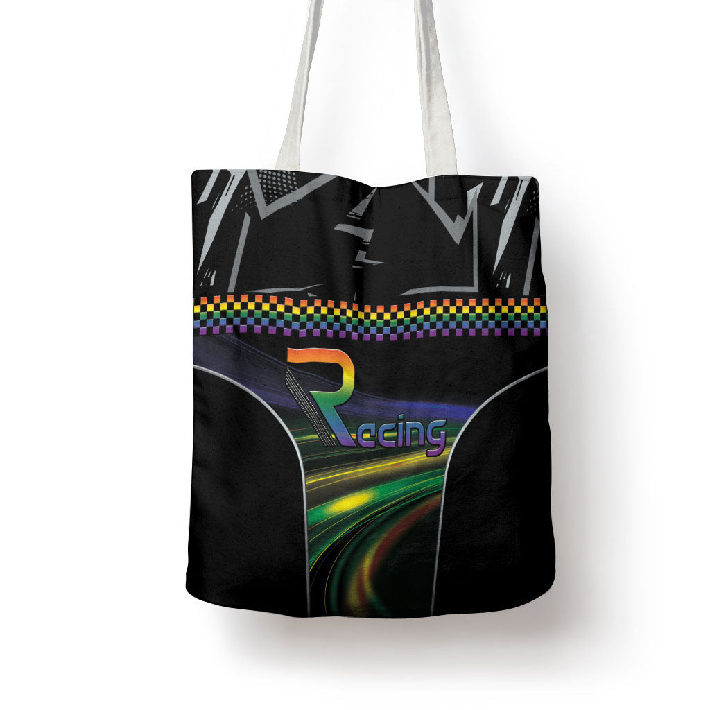 Racing Pride Tote Bag Racing Rainbow Cyberpunk Style