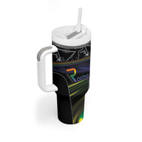 Custom Racing Pride Tumbler With Handle Racing Rainbow Cyberpunk Style