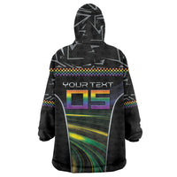 Custom Racing Pride Wearable Blanket Hoodie Racing Rainbow Cyberpunk Style