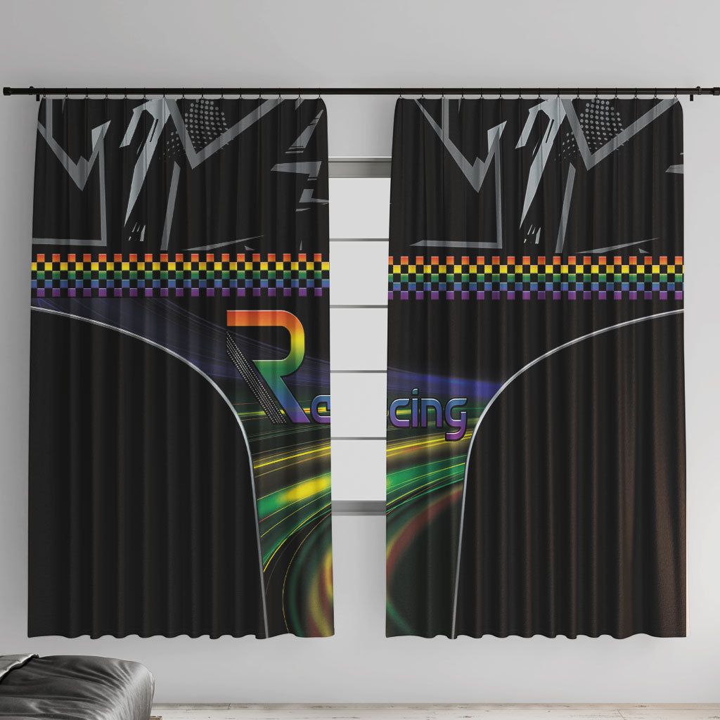 Racing Pride Window Curtain Racing Rainbow Cyberpunk Style