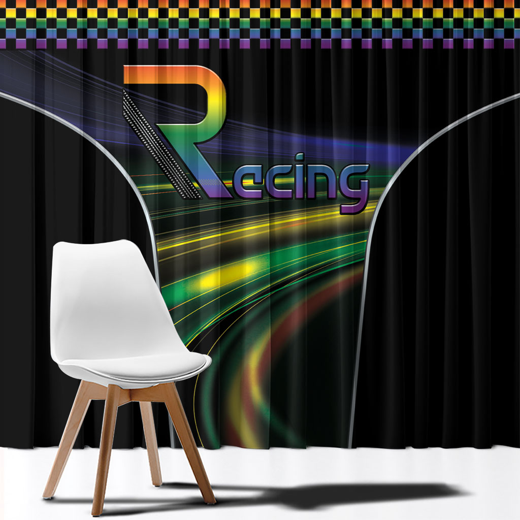 Racing Pride Window Curtain Racing Rainbow Cyberpunk Style