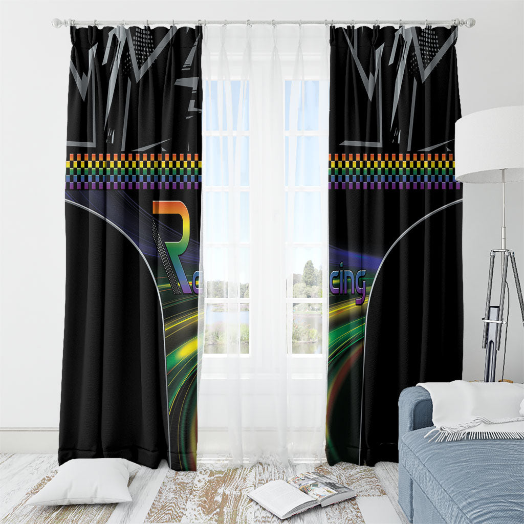Racing Pride Window Curtain Racing Rainbow Cyberpunk Style