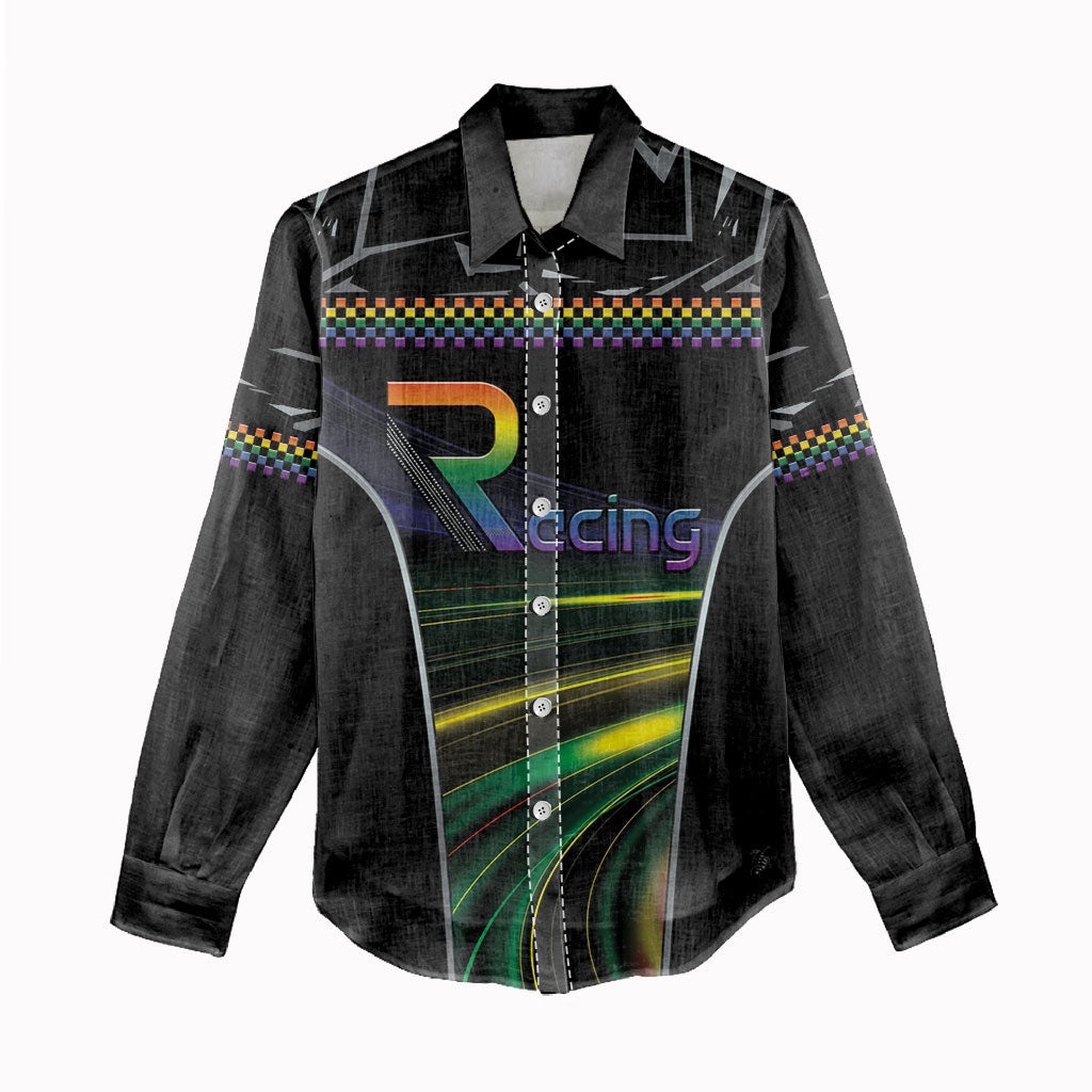 Custom Racing Pride Women Casual Shirt Racing Rainbow Cyberpunk Style