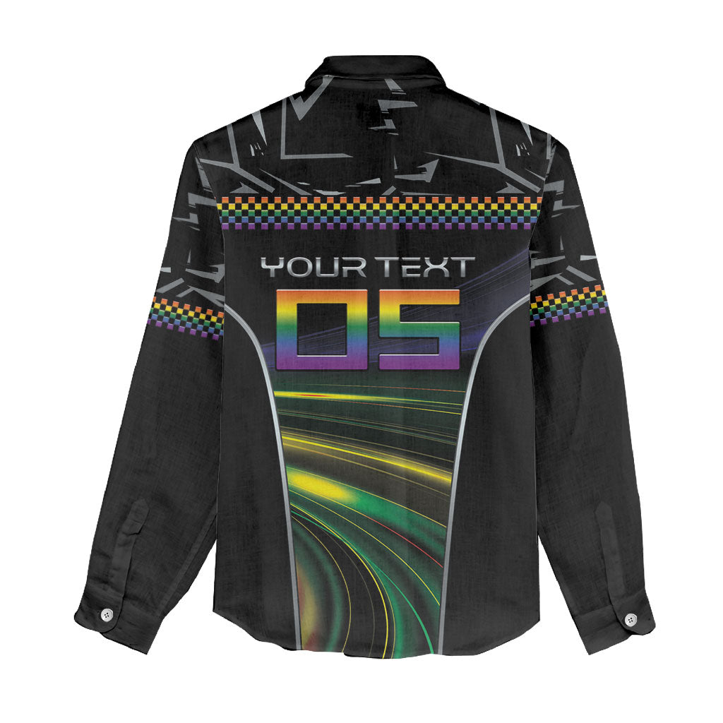 Custom Racing Pride Women Casual Shirt Racing Rainbow Cyberpunk Style