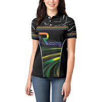 Custom Racing Pride Women Polo Shirt Racing Rainbow Cyberpunk Style