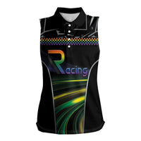 Custom Racing Pride Women Sleeveless Polo Shirt Racing Rainbow Cyberpunk Style
