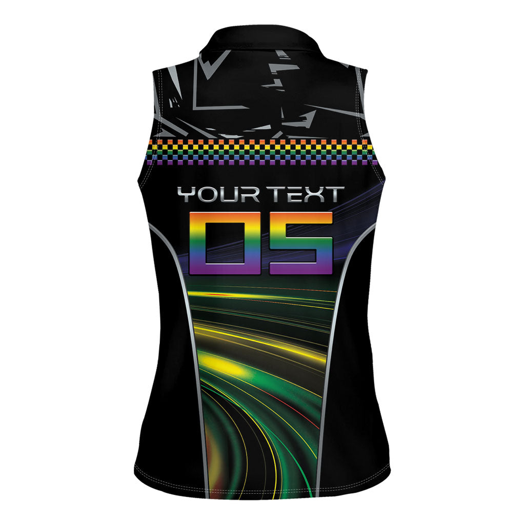 Custom Racing Pride Women Sleeveless Polo Shirt Racing Rainbow Cyberpunk Style