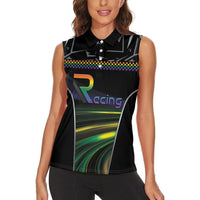Custom Racing Pride Women Sleeveless Polo Shirt Racing Rainbow Cyberpunk Style