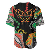 African Juneteenth Freedom Day 1865 Baseball Jersey Colors Liquid Marble With Broken Chains