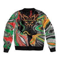 African Juneteenth Freedom Day 1865 Bomber Jacket Colors Liquid Marble With Broken Chains