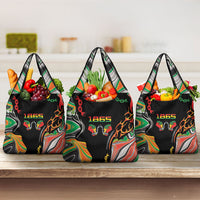 African Juneteenth Freedom Day 1865 Grocery Bag Colors Liquid Marble With Broken Chains