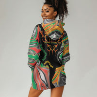 African Juneteenth Freedom Day 1865 Hoodie Dress Colors Liquid Marble With Broken Chains