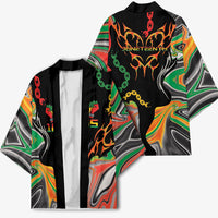 African Juneteenth Freedom Day 1865 Kimono Colors Liquid Marble With Broken Chains