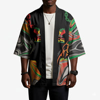 African Juneteenth Freedom Day 1865 Kimono Colors Liquid Marble With Broken Chains